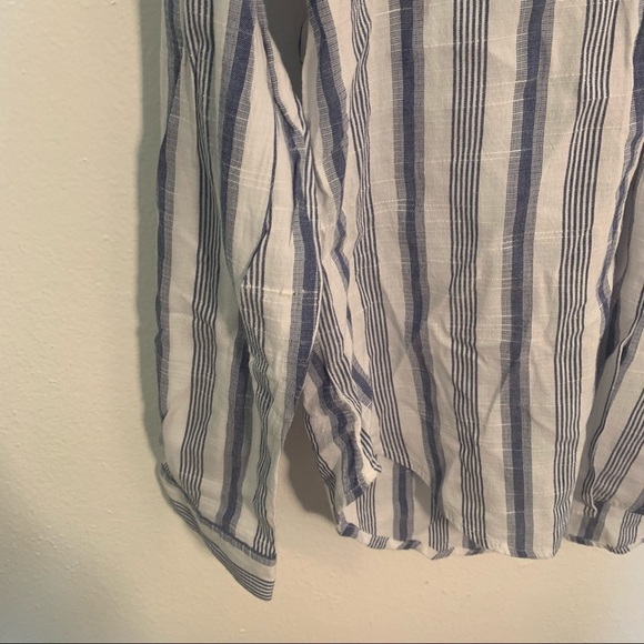 Forever 21 Split Neck Tunic Top White Blue Stripes - Picture 5 of 11